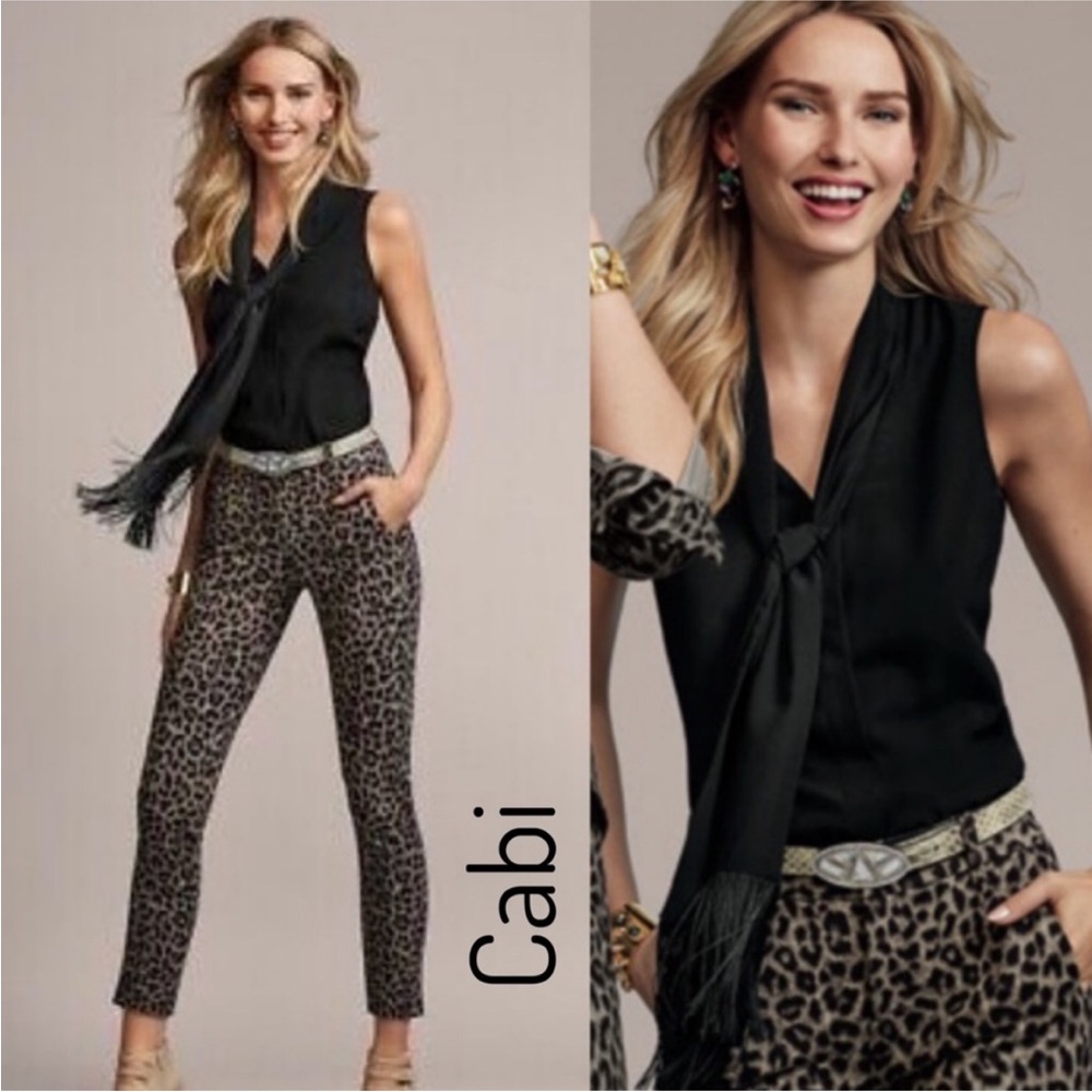 Cabi Black Tie Front Sleeveless Blouse